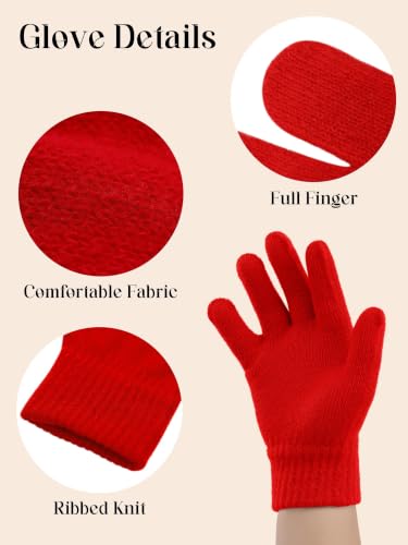 Image of Cooraby 12 Pairs Kid's Winter Magic Gloves Children Stretchy Warm Magic Gloves Boys or Girls Knit Gloves for 6-12 Years