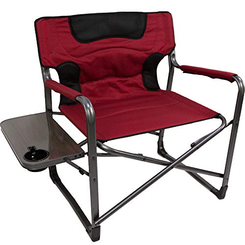 Ozark Trail Xxl Folding Padded Director Chair With Side Table, Red 600 Lb Capacity #TOP1