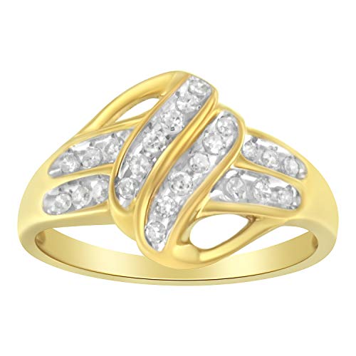 10K Yellow Gold Plated .925 Sterling Silver 1.0 Cttw Diamond Flower Cluster Open Halo Floral Ring (J-K Color, I2-I3 Clarity) - Size 7 #TOP1