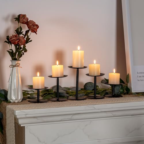 Homemory Black Halloween Candle Holders For Pillar Candles Set Of 5 thumb #2