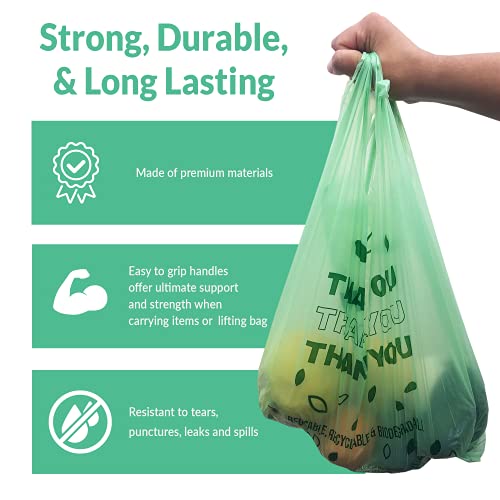 Reli. Biodegradable Thank You Bags | 550 Count - Bulk | Biodegradable Shopping Bags, Grocery, Restaurant | OxoBiodegradable Plastic | 11.5" x 6.5" x 22" (Green) by Reli. - Image 2