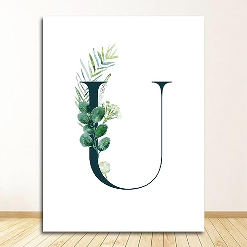 Toile alphabet U vert grand format pour habiller un grand mur vide