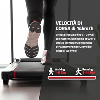 FITFIU Fitness MC-200 - Tapis Roulant con Inclinazione, Pieghevole, Ultracompatto e Silenzioso, Display LCD con 12 Programmi, Tapis Roulant con Cardiofrequenzimetro, Uso Domestico/Ufficio