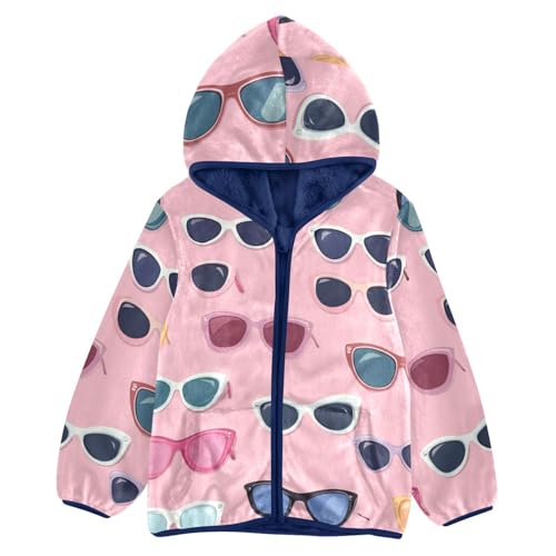 Sunglasses Girls Fleece Jacket Girls Fall Jacket Girls Zip Up Hoodie Girls Sherpa Jacket 2-10T