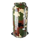 MATERIAL: tela de malla de PVC 500D de 0,52 mm de grosor en estilo de camuflaje, impermeable Tasa: IPX6.Bolsa seca impermeable al aire libre multifuncional, el cuerpo de la bolsa de alta frecuencia de unión térmica sin costuras, bolsa de costura boca