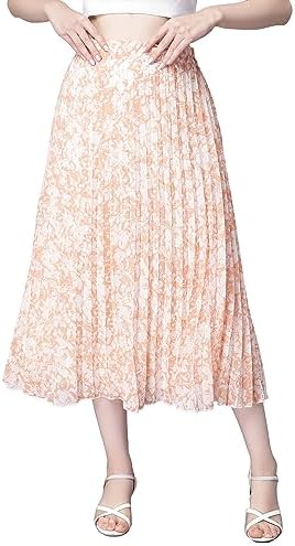 NUEVOSDAMAS Floral Printed Pleated Navy/Multi Skirt