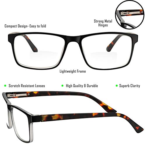 Yogo Vision Bifocal Reading Glasses For Men And Women, Rectangle Multifocal Readers With Spring Hinges, Retro Design +1.75 #TOP5