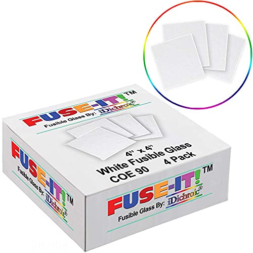 4 Inch White Fusible Glass Squares 4 Pack - 90 Coe #TOP1