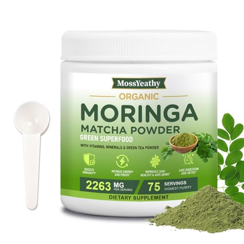 MossYeathy Moringa Powder Organic with Matcha, Green Teas & Resveratrol, 8 OZ Superfood Energy Booster, Antioxidant & Immune Support, Vegan, Gluten Free, Easy-to-Mix - Image 9