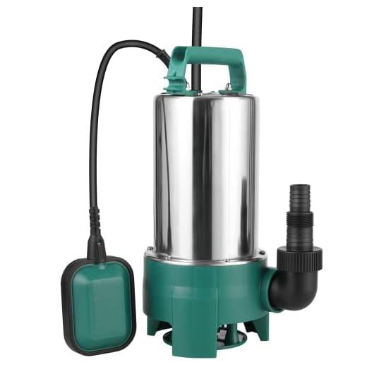 1 100 W avloppsvattenpump av rostfritt stål, max 20 000 l/h, elektrisk dränkbar pump smutsvatten med flottörbrytare och 10 m kabel, övertemperaturskydd, 2 850 RPM (grön)