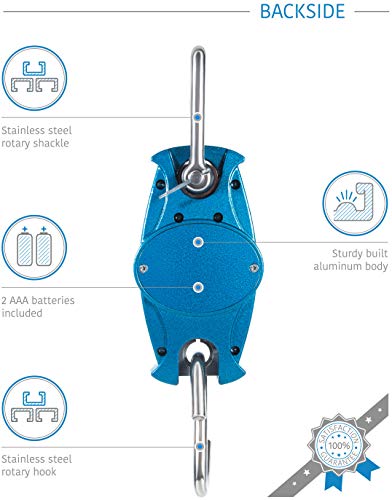 Digital Professional Crane Scale Hanging 660 Lb 300 Kg with Accurate Reloading Spring Sensor for Hunting, Fishing, Farm by Modern Step (Blue)