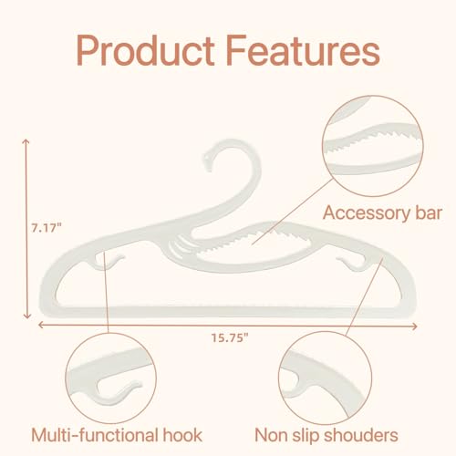 Plastic Clothes Hangers 20 Pack, Z-Shape Opening, 0.12" Ultra Thin Short Neck Hangers, Save Cabinet Space, Suitable for Dresses, Shirts, Pants, Scarves, Jackets(White)