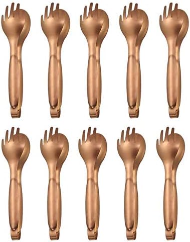 10-Pack Gold Flatware Serving Tongs Buffet Party Food Salad Cake Bread Kitchen Dinner Tongs
