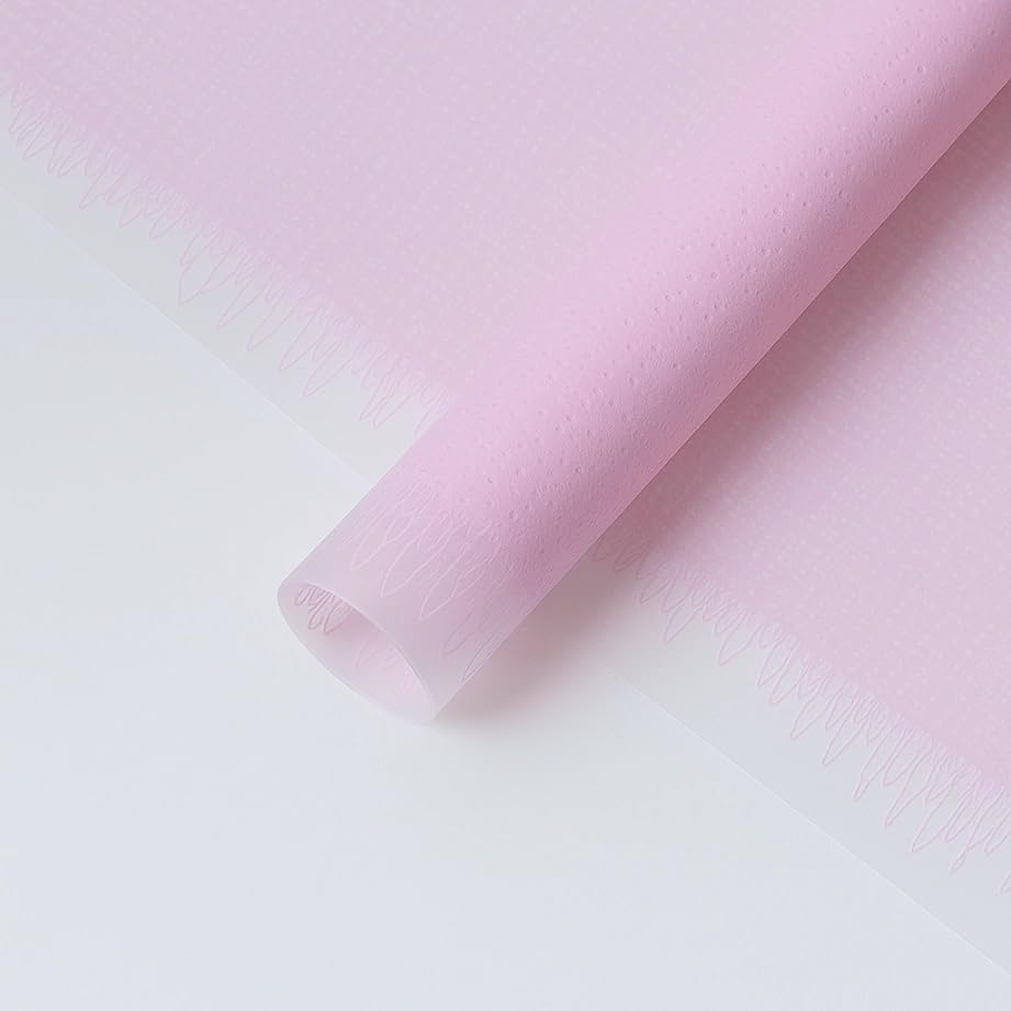 Image of Transparent Border Print 20 Nos - Korean Bouquet Wrapping Sheets (Burlap Baby Pink)