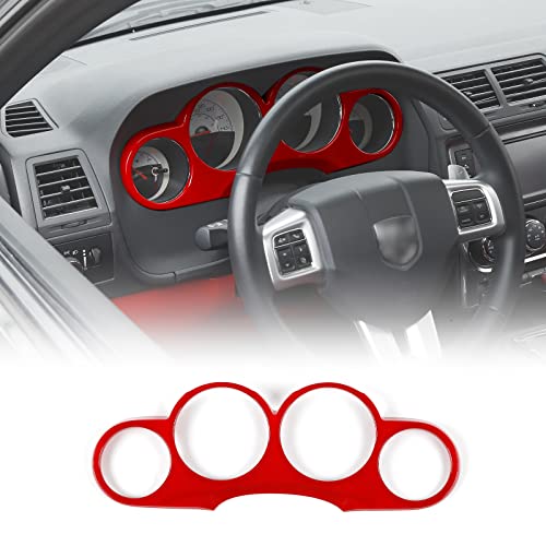 Cherocar For Dodge Challenger Dashboard Cover Dash Board Panel Trim Frame Interior Accessories For 2009-2014 Dodge Challenger (Red) #TOP26
