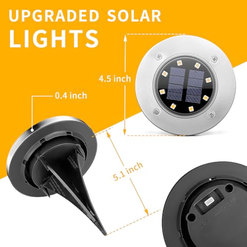SOLPEX 20 Pack Solar Ground Lights Waterproof, Solar Powered Garden Lights, Landscape Lighting for Pathway Driveway Patio Backyard Walkway (Warm White) thumbnail 6