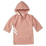 Koeka Baby Bademantel - Für Jungen Und Mädchen - Mit Kapuze - Hausmantel - Dijon - Frottee Aus Bio-Baumwolle - Schlaufenfestes Frottee - Rosa - Eu 62/68