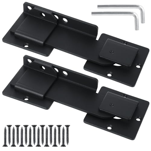 ASelected 2 PCS Flip Gate Latch Lock with Padlock Holes, 7.5" Gate Latch for Wooden Fence, Heavy Duty Aluminum Adjustable Double Gates Latches for Swing and Sliding Open Gates, Barn Door, Shed, Yard