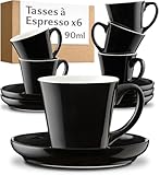 Set de tasses à expresso avec soucoupes – Parfait pour de savoureuses pauses café ! Lave-vaisselle et micro-ondes pour un confort maximal, sans sacrifier le design classique. En service à café avec boîte cadeau, idéal pour un anniversaire ou une crémaillère.