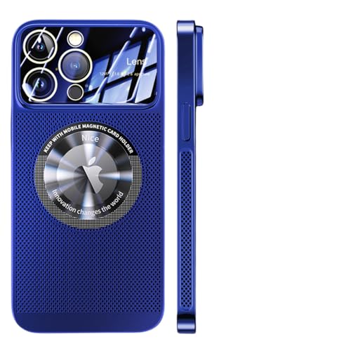 Coque magnétique en maille pour iPhone 14 Pro Max avec protection d'objectif verre bleu marine