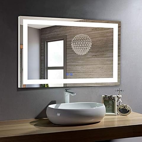 DP Home LED Bathroom Mirror with Lights, Anti Fog Dimmable,Vertical/Horizontal Mount, Modern Wall Mirror with Lights, 40 x 28 in Wall Mounted Makeup LED Vanity Mirror Cover