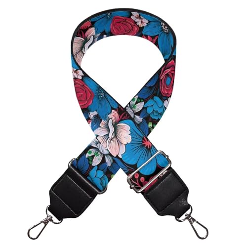 Image of TODIYADDU Blue Rose Flowers Strap Extender for Crossbody Bag Comfortable Shoulder Strap Replacement Long Strap Guitar for Girls Purse Straps Fit for Crossbody Bag Handbag Gifts
