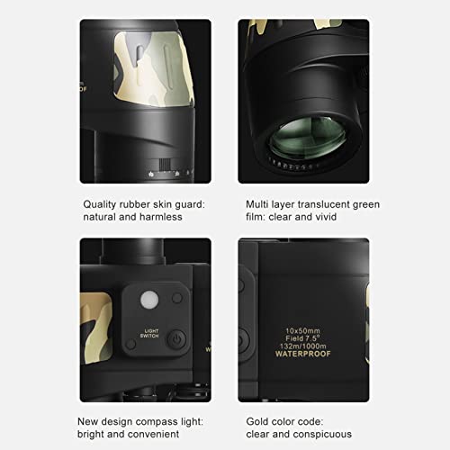 Binóculos Marinhos 10x50 para Adultos, Binóculos de Navegação Portáteis Ajustáveis ​​com Telêmetro e