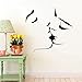 Zykang Accueil Stickers Muraux Baiser Amoureux Homme Femme Applique Murale Maison moderne Décoration Chambre Amovible Vinyle Amour Couple Papier Peint-44X42Cm_622 Noir