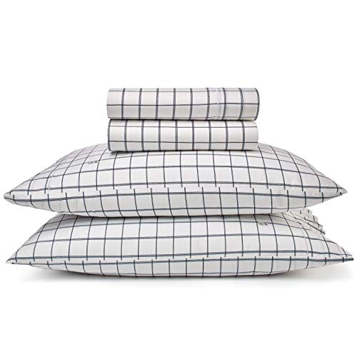 Lacoste Match Point Collection 4-Piece Sheet Set, Queen, Window Pane Navy #TOP2