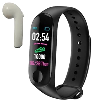 Drumstone (1 Year Warranty) Combo Pack of 2 Items - Smart Fitness Activity Fitness Tracker Band, Single Ear Universal Bluetooth Headsdet with Calling Function and inbuilt Mic