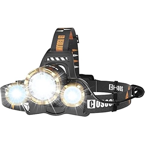 COSOOS LED Headlamp Flashlight, Rechargeable Headlamp with Red Rear Light, 2500 Lumen Xtreme Bright, Zoomable 4-Mode Head Lamp for Adults, Hardhat, Hunting, Outdoor Hiking, Camping Gear Essentials Cover