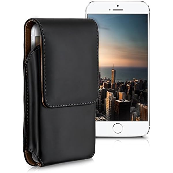 kwmobile Etui na pasek 13,5 x 6,9 cm na telefon komórkowy - uniwersalne etui na pasek ze sztucznej skóry - torba na smartfon z haczykiem - czarne