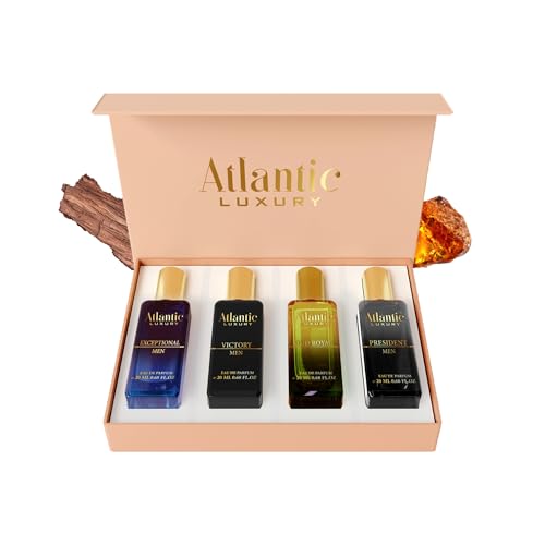 Atlantic Luxury Series Perfume Gift Set for Men Pack of 4 Long Lasting Mens Perfumes | Ideal Gifts for Men Birthday Anniversary & Valentines Day