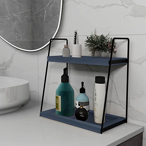 Dorhors 2 Tier Bathroom Skincare Organizers, Kitchen Countertop Organizer,Coffee Bar Accessories,Wood Tiered Tray Stand For Bathroom,Kitchen,Dresser,Coffee Bar(Grey) #TOP4