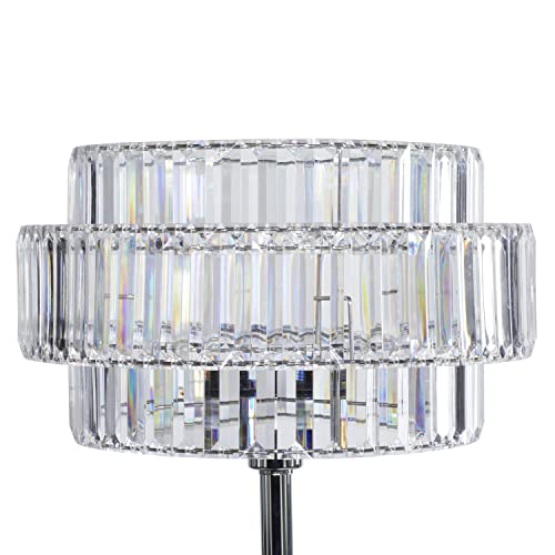 Deco 79 Metal Floor Lamp With Crystal Embellishments, 16" X 16" X 62", Silver #TOP3