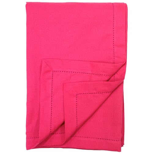 Ragged Rose Cotton Tablecloth for a 6-7 Ft Table, Versatile Table Cloth with Simple Embroidered Hem
