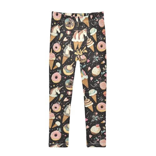 Unicorns Ice Cream Girls' Leggings Toddler Doodles Doughnuts Kids Yoga Pants Dance Active Tights 5T
