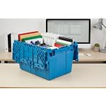 21.9x15.2x12.8” (3 Pack, 12.7 Gallon) Tote with Attached Lid, Blue - Image 2
