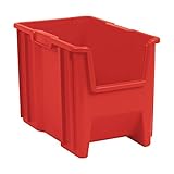 Akro-Mils 13014 Stak-N-Store Heavy Duty Stackable Open Front Plastic Storage Container Bin, (17-1/2-Inch x 11-Inch x 12-1/2-Inch), Red, (4-Pack)