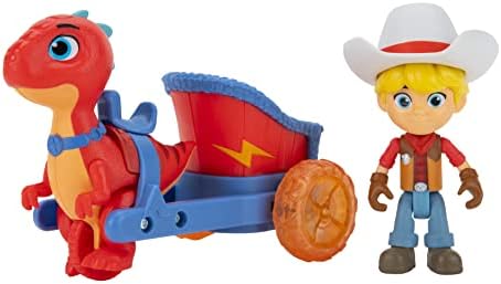 Dino Ranch Vehicle - Features Pull Back 5” Dino Blitz Chariot & 3” Dino Rancher Jon - Three Styles to Collect - Toys for Kids Featuring Your Favorite Pre-Westoric Ranchers