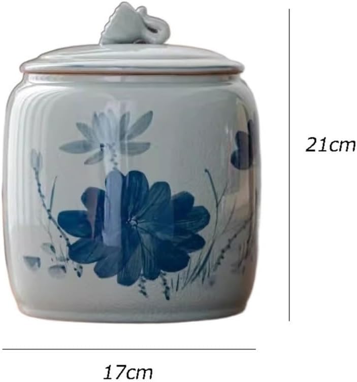 Tea Container Crackle Pattern Ceramic Tea Storage Jar Hand Painted Sealed Large Warehouse
