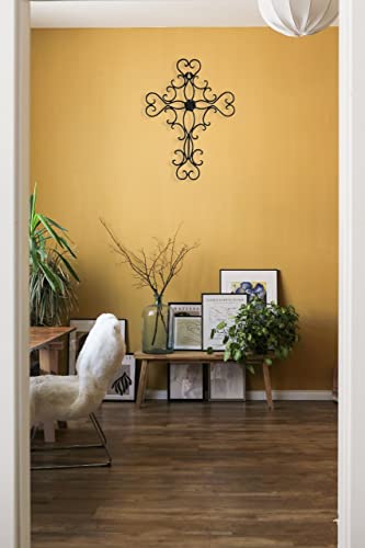 Ardour 13 X 9.5 Inch Large Metal Decorative Hanging Wall Cross.metal Wall Crosses For Home Decor - Black #TOP5
