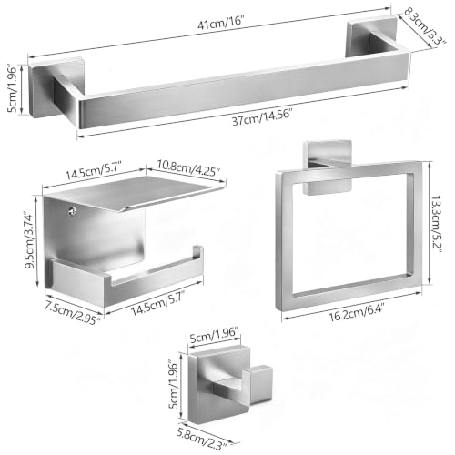 STWWO 5-Piece Bathroom Accessories Hardware Set Brushed Nickel by STWWO - Used condition - Image 7