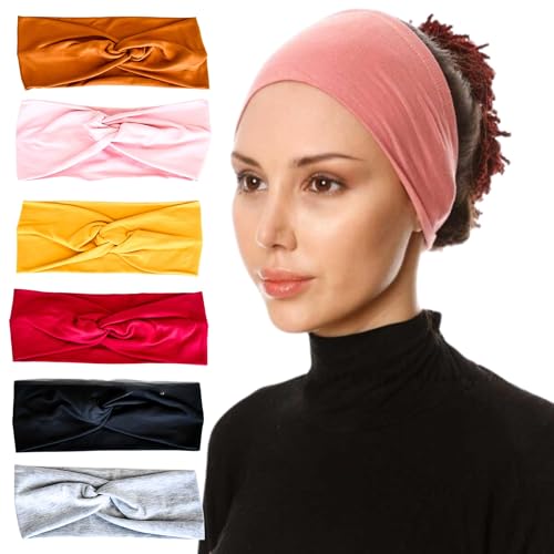 LOTUS78 Pack of 6 Wide Headbands for Women, Tropical Non Slip Hair Band