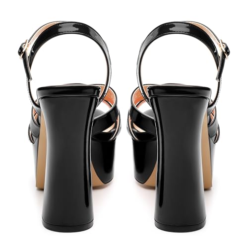 Women's Platform High Heels Sandals Round Open Toe Strappy Pumps Lace Up Dress Party Summer Shoes4.7''4