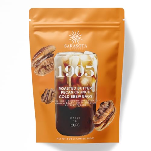 Sarasota Coffee 1905 Cold Brew Coffee Bags | Roasted Butter Pecan Crunch | Blonde-Medium Roast | Low...