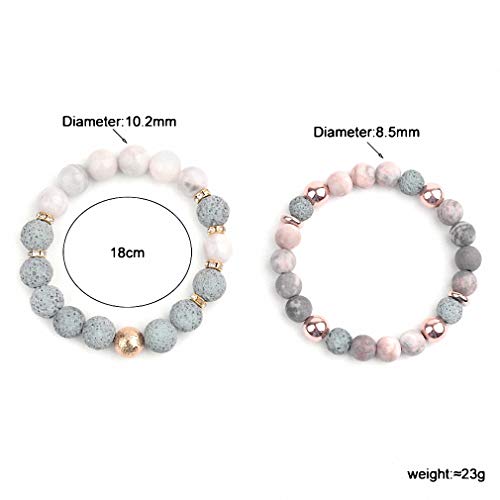 Barsly Elastic Natural Agates Lava Stone Couple Distance Bracelets Aromatherapy Essential Oils Diffuser Unisex Bracelets Lava Agate Rose Gold #TOP4