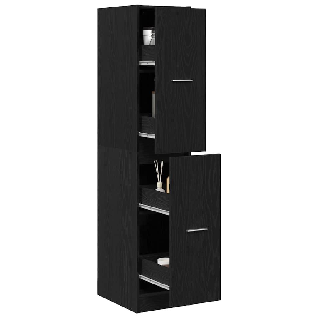 Armoire à pharmacie en chêne noir - 30 x 41 x 144,5 cm - Avec 4 tiroirs pour un rangement polyvalent dans le bureau, le salon, la cuisine ou le couloir, stable, verrouillable, grand espace de
