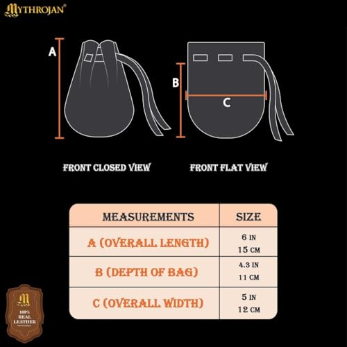 Image of Mythrojan Small Trinket Pouches Suede Leather Drawstring Coin & Dice Bags for LARP, SCA, Viking & Medieval Events (Brown- Single)