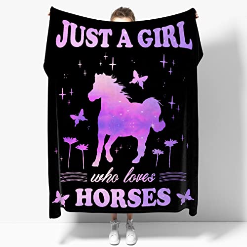 Just A Girl Who Loves Horses Blanket Print Soft Lightweight Warm Cozy Plush For Bedroom Bedding Couch Novelty Gift Universal Xs 30 * 40 In For Leg/Pet #TOP28